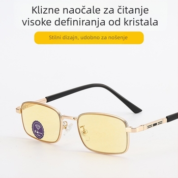Naočale za čitanje s kristalnim lećama, puni okvir, aluminijsko-magnezijev okvir, anti-radiacija i UV zaštita