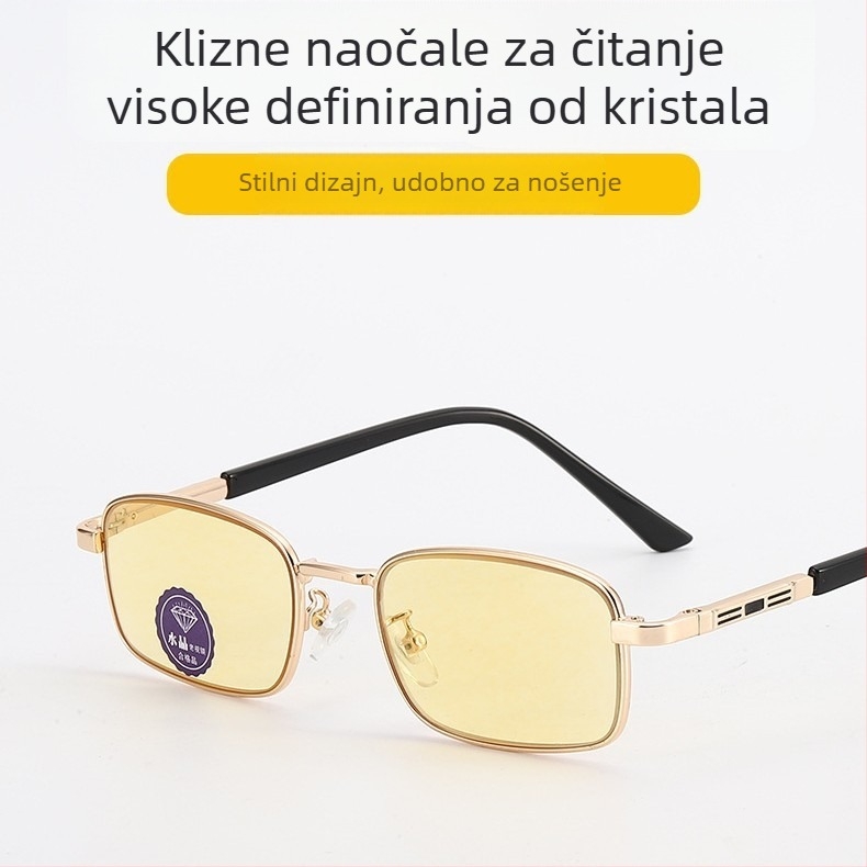 Naočale za čitanje s kristalnim lećama, puni okvir, aluminijsko-magnezijev okvir, anti-radiacija i UV zaštita