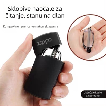 Naočale za čitanje, mini sklopive, HD leće, zaštita od plavog svjetla, anti-umor, puni okvir