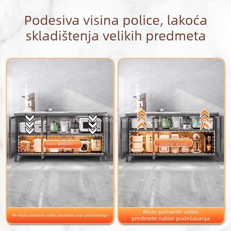 Yijun višenamjenski ormar za skladištenje od karbonskog čelika, samostojeći, s policom za mikrovalnu pećnicu