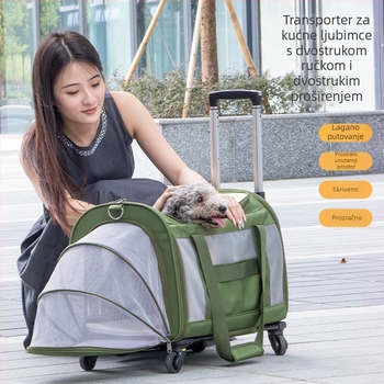 DODOPET Kolica za prijevoz kućnih ljubimaca za pse i mačke — sklopiva, prijenosna, višefunkcionalna torba za prijevoz, Oxford materijal, jednofarban uzorak, srednje tvrdo