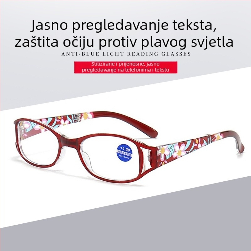 Prijenosne ženske naočale za čitanje s uzorkom, sklopive, modne, visokog ranga, ultra lagane, elegantne, zaštita od plavog svjetla, HD oštrina