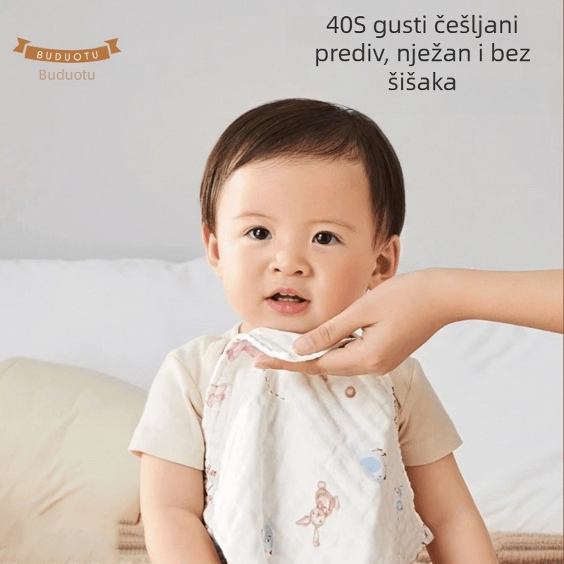 Dječji višeslojni gazirani kvadratni ručnik za lice, 32 vlakna, 25 g, upijanje 0–5 s