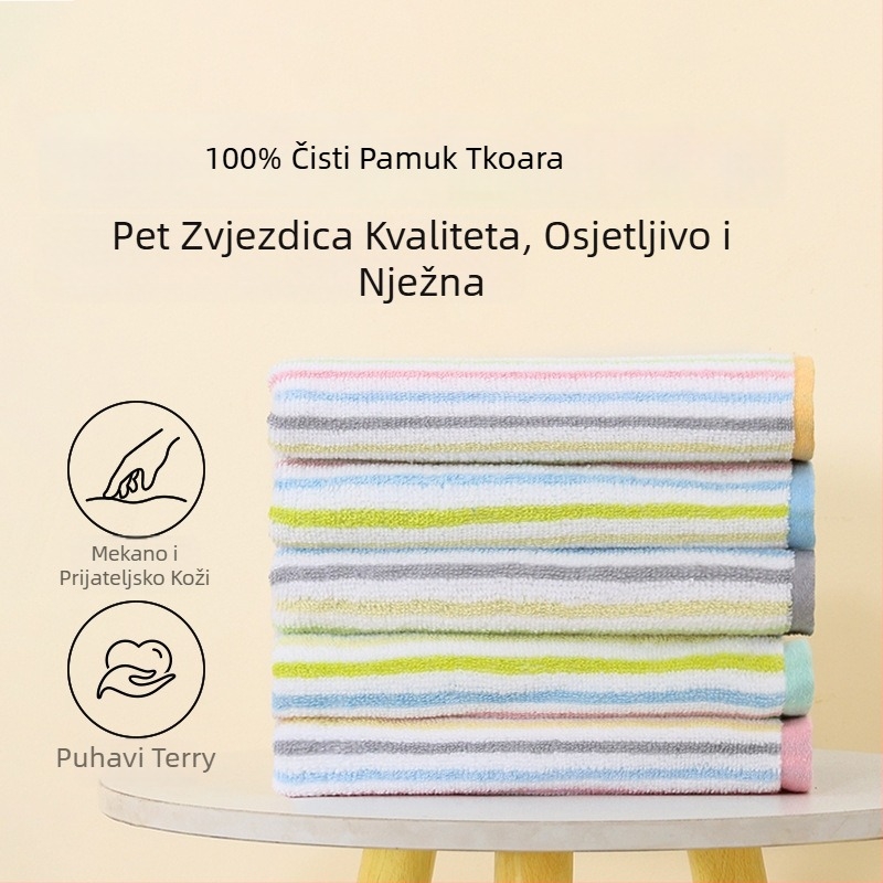 Krp za lice od 100% pamuka bez uvijanja, mekan i nježan prema koži, upija, 21 vlakana, težina 100–120 g