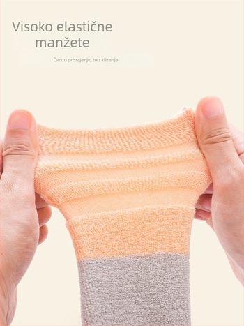 Dječje čarape s debelim fleece-om, dugački tubus, 89,8% pamuk, za djecu 1–3 godine, dvobojne