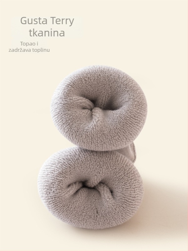 Dječje čarape s debelim fleece-om, dugački tubus, 89,8% pamuk, za djecu 1–3 godine, dvobojne