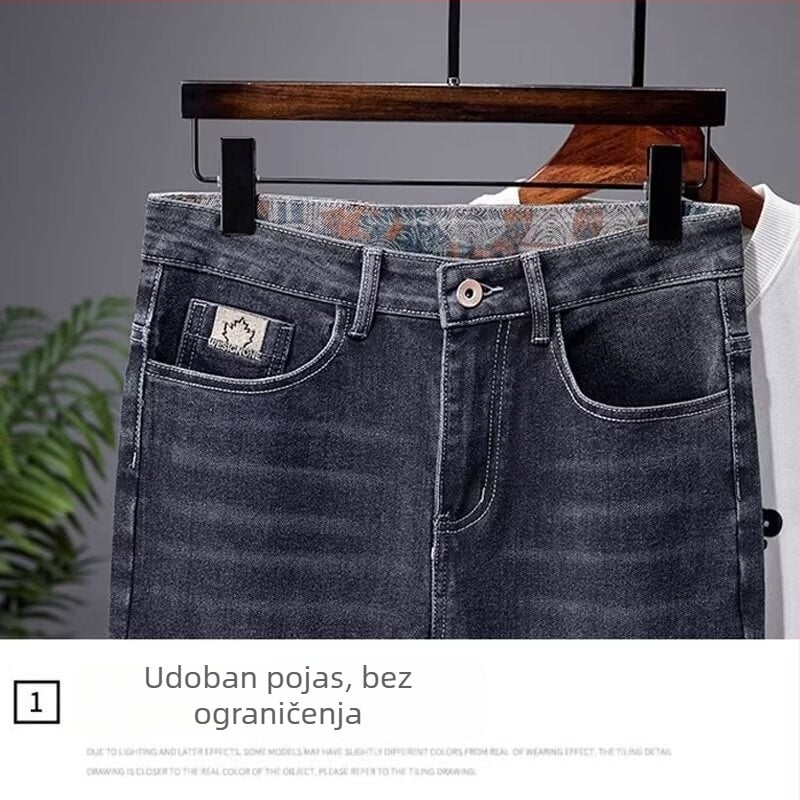 Muške traperice u korejskom stilu uskim krojem, srednji struk, pamuk, mikroelastičnost