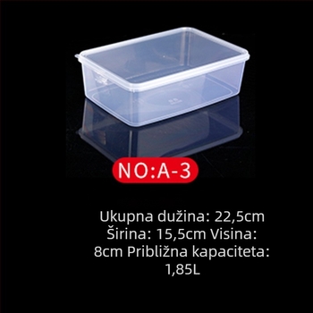 Plastična kutija za čuvanje svježine, kuhinjska kutija, pravokutnog oblika, pogodna za mikrovalnu, kapacitet 0.8-5 L, s poklopcem