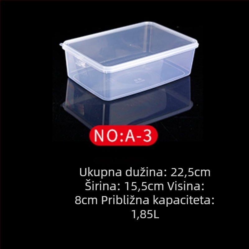 Plastična kutija za čuvanje svježine, kuhinjska kutija, pravokutnog oblika, pogodna za mikrovalnu, kapacitet 0.8-5 L, s poklopcem