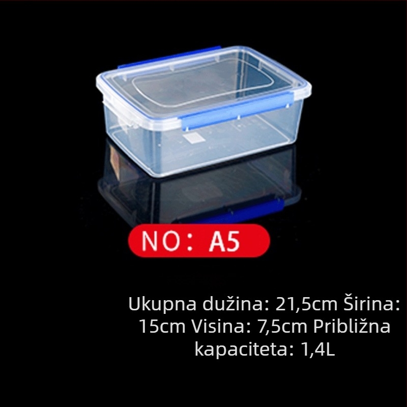 Plastična kutija za čuvanje svježine, kuhinjska kutija, pravokutnog oblika, pogodna za mikrovalnu, kapacitet 0.8-5 L, s poklopcem
