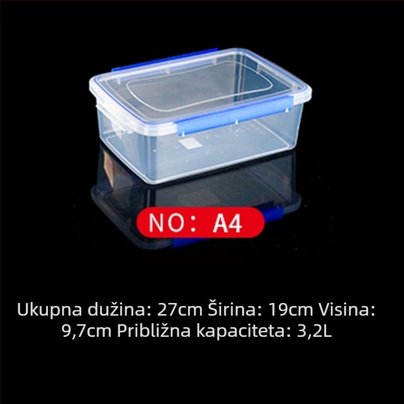 Plastična kutija za čuvanje svježine, kuhinjska kutija, pravokutnog oblika, pogodna za mikrovalnu, kapacitet 0.8-5 L, s poklopcem
