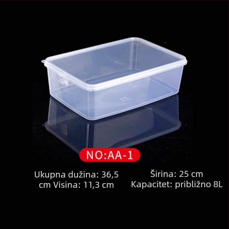 Plastična kutija za čuvanje svježine, kuhinjska kutija, pravokutnog oblika, pogodna za mikrovalnu, kapacitet 0.8-5 L, s poklopcem