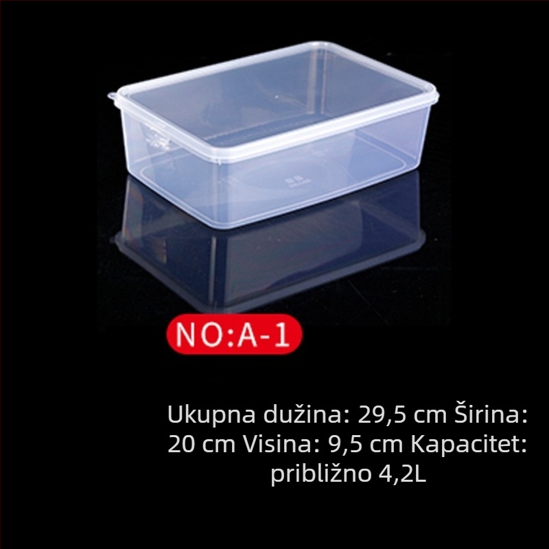 Plastična kutija za čuvanje svježine, kuhinjska kutija, pravokutnog oblika, pogodna za mikrovalnu, kapacitet 0.8-5 L, s poklopcem