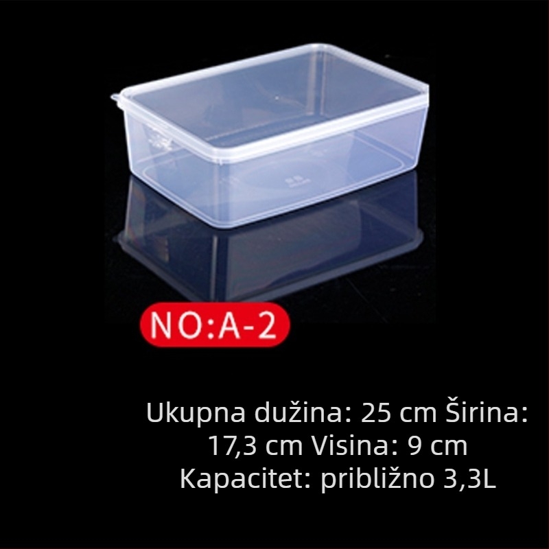 Plastična kutija za čuvanje svježine, kuhinjska kutija, pravokutnog oblika, pogodna za mikrovalnu, kapacitet 0.8-5 L, s poklopcem