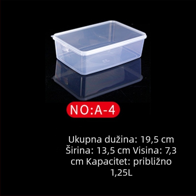 Plastična kutija za čuvanje svježine, kuhinjska kutija, pravokutnog oblika, pogodna za mikrovalnu, kapacitet 0.8-5 L, s poklopcem