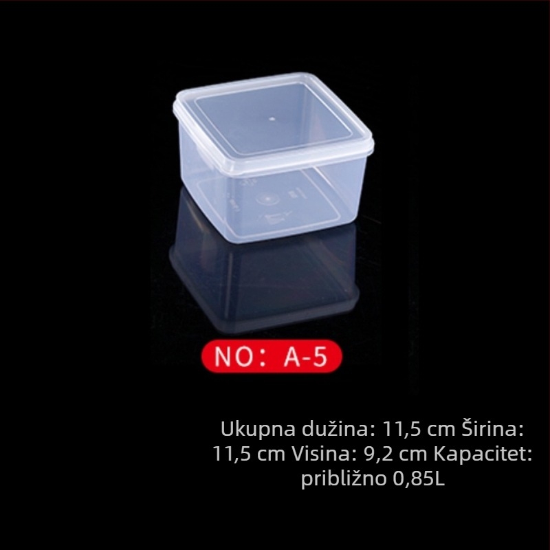 Plastična kutija za čuvanje svježine, kuhinjska kutija, pravokutnog oblika, pogodna za mikrovalnu, kapacitet 0.8-5 L, s poklopcem