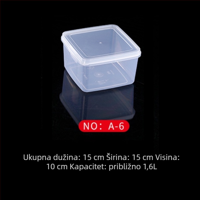 Plastična kutija za čuvanje svježine, kuhinjska kutija, pravokutnog oblika, pogodna za mikrovalnu, kapacitet 0.8-5 L, s poklopcem