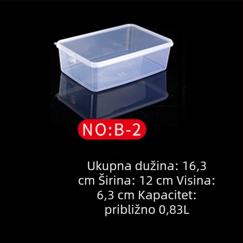 Plastična kutija za čuvanje svježine, kuhinjska kutija, pravokutnog oblika, pogodna za mikrovalnu, kapacitet 0.8-5 L, s poklopcem