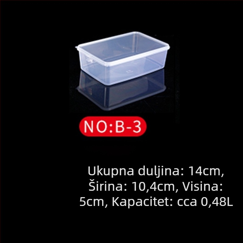 Plastična kutija za čuvanje svježine, kuhinjska kutija, pravokutnog oblika, pogodna za mikrovalnu, kapacitet 0.8-5 L, s poklopcem