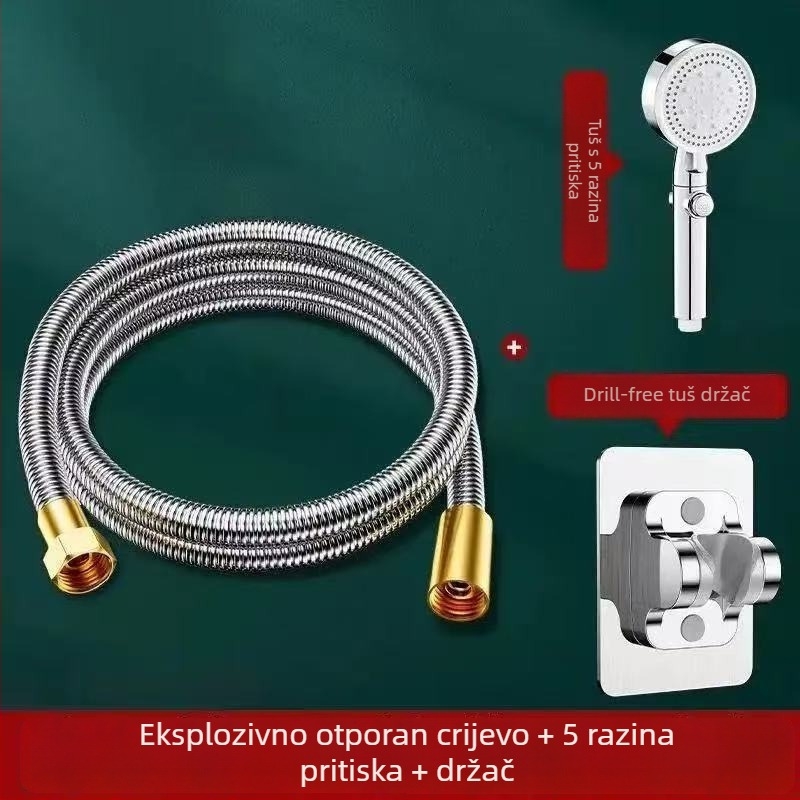 Meijian tuš šipka s bakrenim poklopcem, nehrđajući čelik visokotlačna dovodna cijev, zadebljani spoj