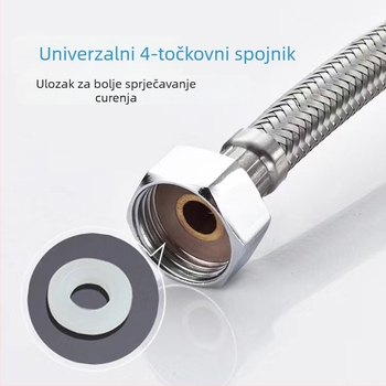 304 nehrđajući čelik dvostruki ulaz, ojačano metalno crijevo, model 8801818, 1,6 MPa, 0–90 °C, ručna montaža
