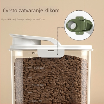 Spremnik za hranu za kućne ljubimce, plastični, kapaciteta 2 L, zatvoren, otporan na vlagu i prašinu, za hranu mačaka i psa, velika kapaciteta, za kućnu upotrebu i putovanja