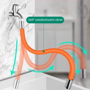 Proširivač slavine – univerzalna gumena produžni cjevovod, okretan i savitljiv, za kuhinju i kupaonicu; površinska montaža; nazivni tlak 100; radna temperatura 20°C; model Water Pipe Extension; brend Aoxi