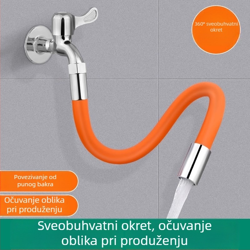 Proširivač slavine – univerzalna gumena produžni cjevovod, okretan i savitljiv, za kuhinju i kupaonicu; površinska montaža; nazivni tlak 100; radna temperatura 20°C; model Water Pipe Extension; brend Aoxi