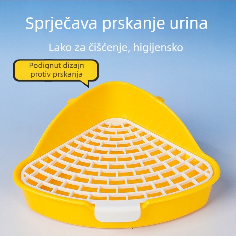 Plastični uzdignuti trokutasti toalet za zečeve, protiv prskanja mokraće, pogodan za zečeve, činčile i guinejske svinje