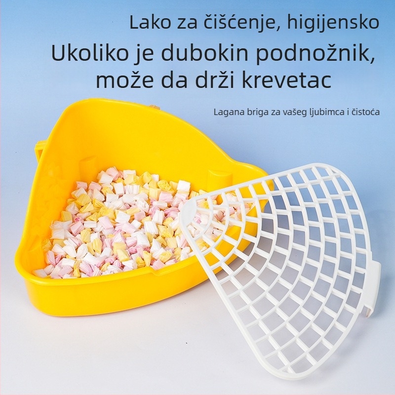 Plastični uzdignuti trokutasti toalet za zečeve, protiv prskanja mokraće, pogodan za zečeve, činčile i guinejske svinje