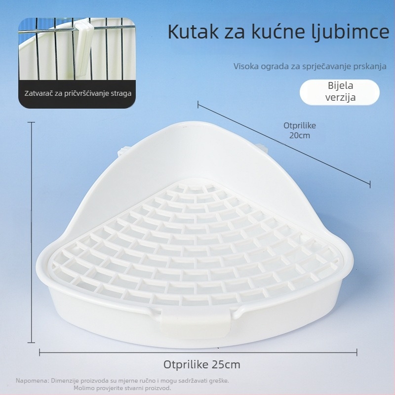 Plastični uzdignuti trokutasti toalet za zečeve, protiv prskanja mokraće, pogodan za zečeve, činčile i guinejske svinje