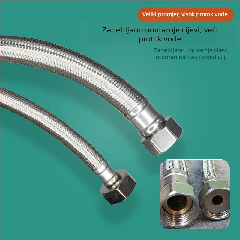 304 nehrđajući čelik — cijev velikog protoka za ulaz vode u bojler, metalno pletene cijevi, 16 MPa, 80°C, model AFDLLJSG-001