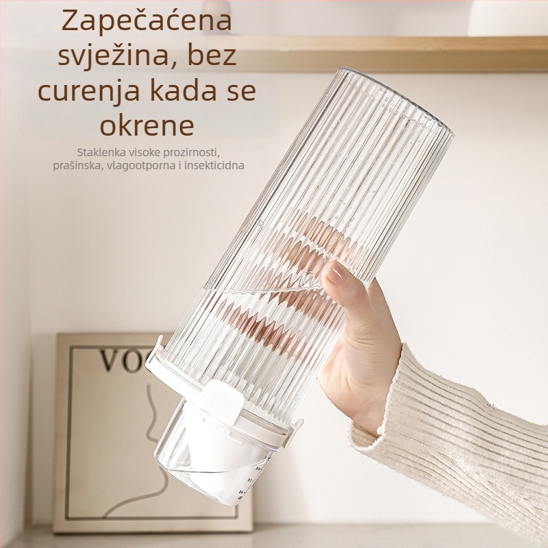 Prozirni spremnik za hranu za mačke i pse, vodootporan i zatvoren, s kontroliranim hranjenjem, materijal PP, kapacitet 1–2 L.