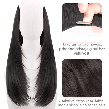 Jednodelni slojeviti V-oblik dodatak za kosu za žene, dodaje volumen, pahuljast i lagan (Model W-FP140/FP141; Materijal kose: vlakno visoke temperature; Tehnologija obrade: mehanizam; Tip kose: ravna)