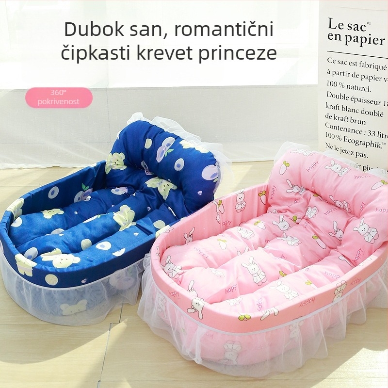 Gnizdo za mačke i pse, sve sezone, u stilu princeze s čipkom, odvojivo i perivo