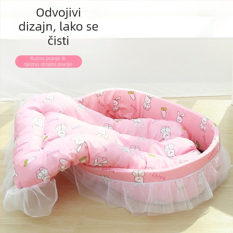 Gnizdo za mačke i pse, sve sezone, u stilu princeze s čipkom, odvojivo i perivo