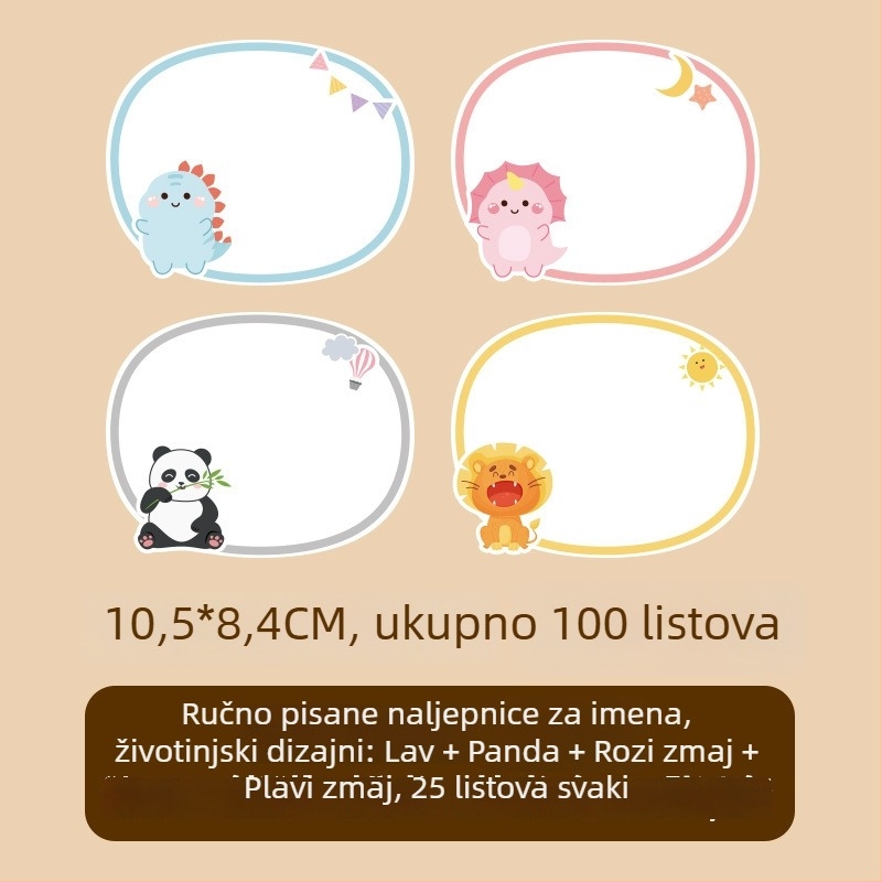 Naljepnica za ime za odjeću – ručno napisano ime, sladak stil, tiskana izrada, Ljepljivo: Da