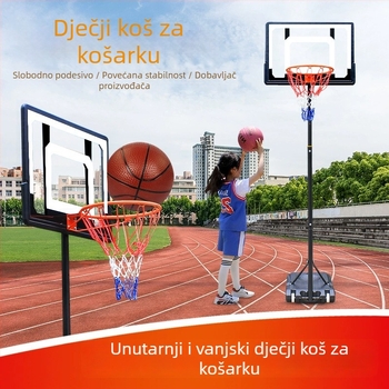 Prenosni košarkaški stalak za unutarnje i vanjske prostore za mlade, pokretan i podesiv visinom
