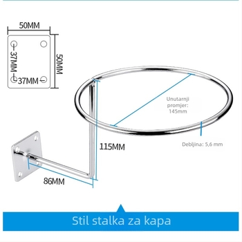 Zidni držač za lopte od željeza, jedan kuk, moderni minimalistički dizajn, nosivost do 5 kg, za košarku i nogomet