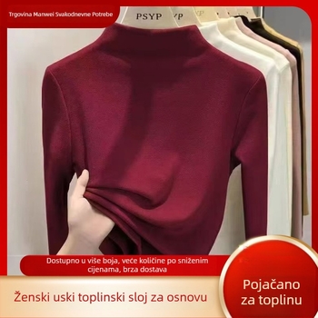 Majica Derong akrilnim baršunom, polu visok ovratnik, uski kroj, dugi rukavi