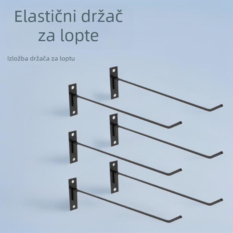 Željezni zidni držač za lopte – stalak za izlaganje lopti, minimalistički stil, 1 razina, pakiranje 80 kom