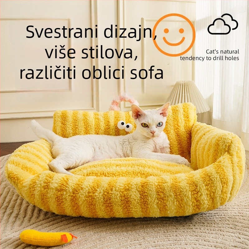 Gnijezdo za kućne ljubimce – kauč-gnijezdo za mačke i male pse, zimsko toplo, perivo, otvoreno, četverosezonsko, prozračan