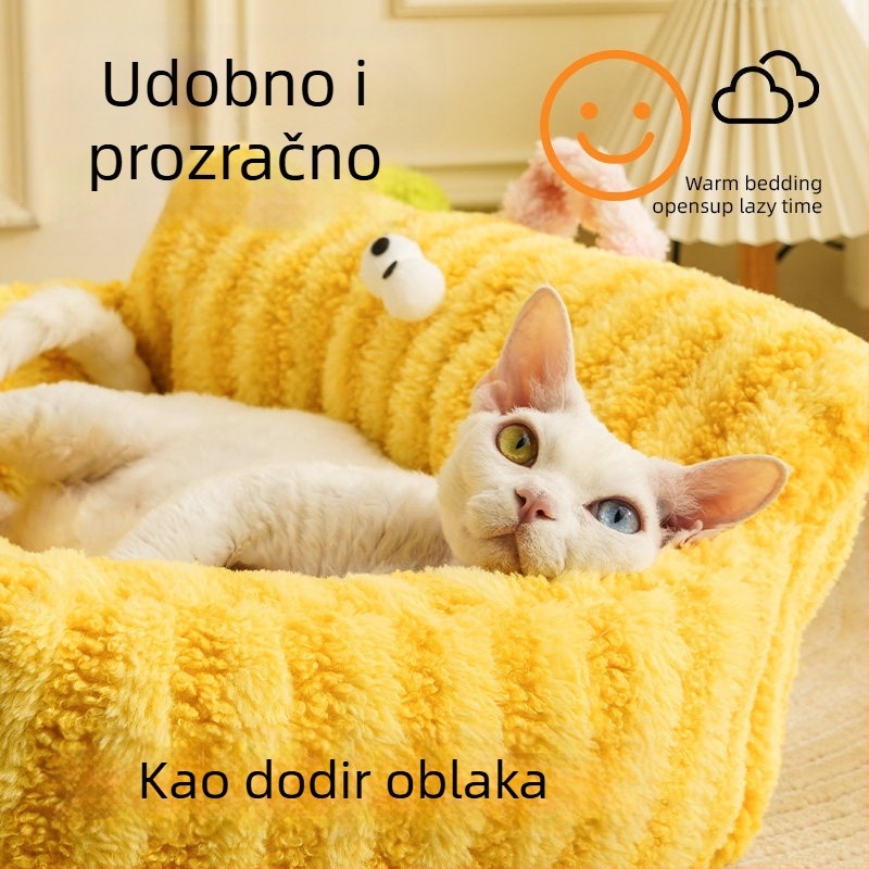 Gnijezdo za kućne ljubimce – kauč-gnijezdo za mačke i male pse, zimsko toplo, perivo, otvoreno, četverosezonsko, prozračan
