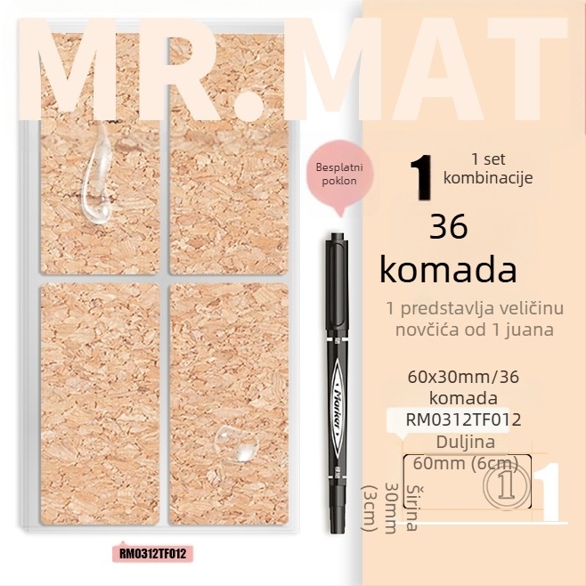 Kork naljepnica – samoljepljiva, tisk, koreanskog stila, vodootporna, za etikete eteričnih ulja i identifikaciju čaša