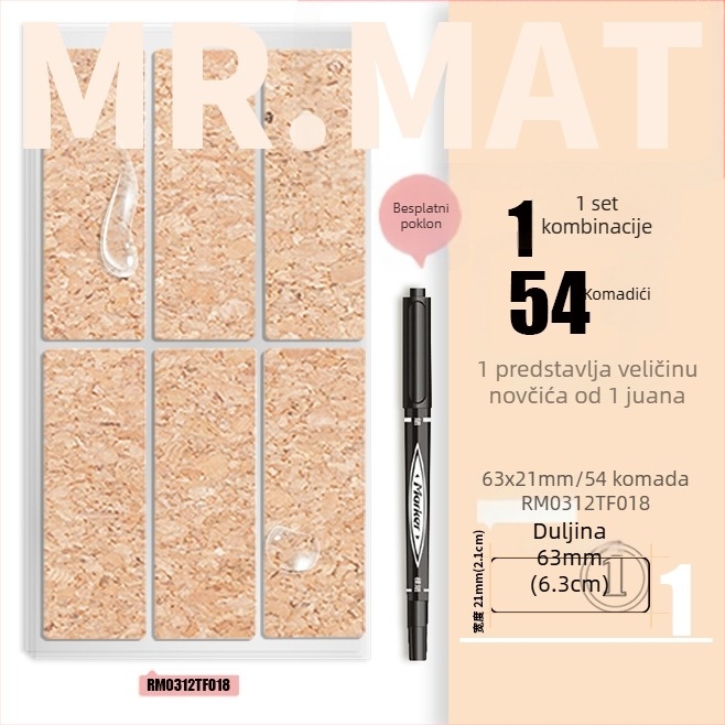 Kork naljepnica – samoljepljiva, tisk, koreanskog stila, vodootporna, za etikete eteričnih ulja i identifikaciju čaša