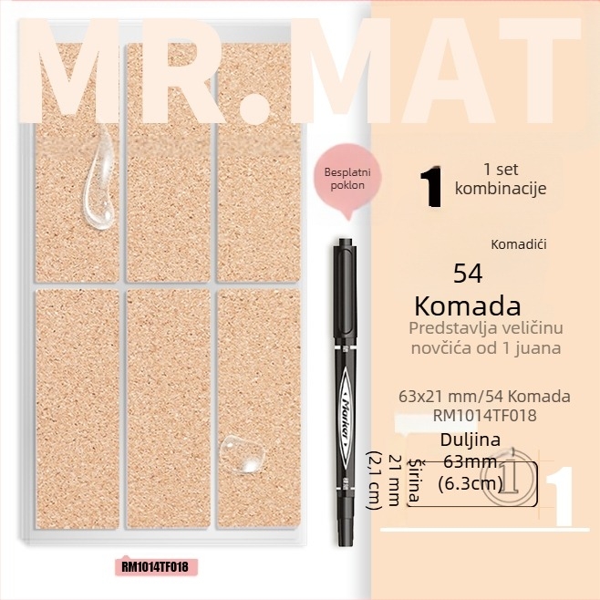 Kork naljepnica – samoljepljiva, tisk, koreanskog stila, vodootporna, za etikete eteričnih ulja i identifikaciju čaša