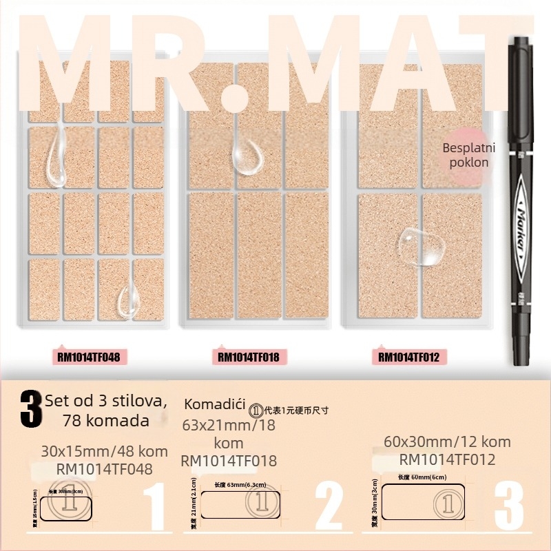 Kork naljepnica – samoljepljiva, tisk, koreanskog stila, vodootporna, za etikete eteričnih ulja i identifikaciju čaša