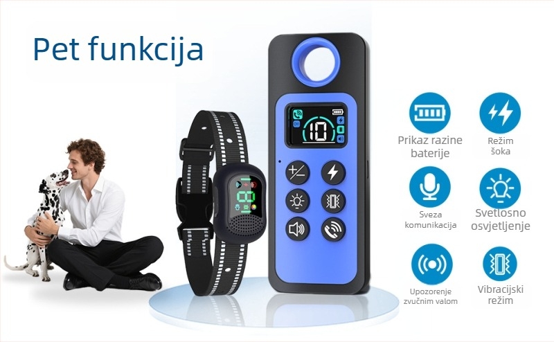 WITPAW Uređaj za dresuru pasa s daljinskim upravljanjem – ultrazvuk, vibracija, elektrošok, interkom i ručna LED svjetiljka; domet 1500 m; do 3 psa