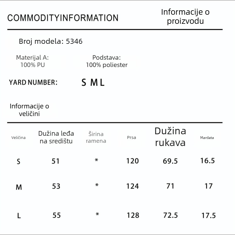 Ženska jakna od lažne PU kože sa fleece podstavom, ovratnik s reverom, zatvarač, ¾ rukavi, gradski hipster stil