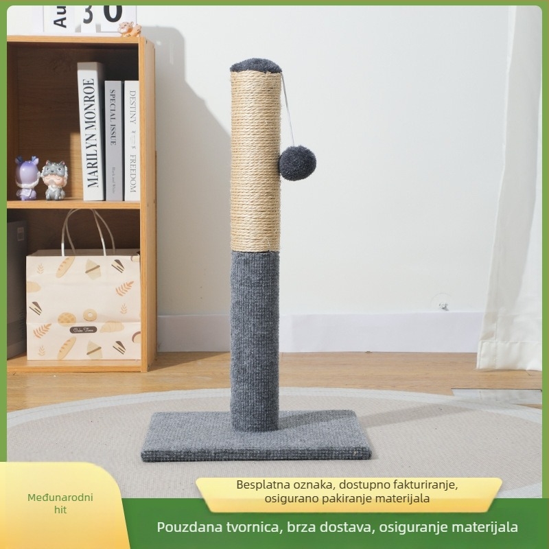 Sisal ploča za grebanje mačaka s vertikalnim stupom, otporna na habanje, uklonjivi stupac, minimalistički stil, pakiranje 1 kom